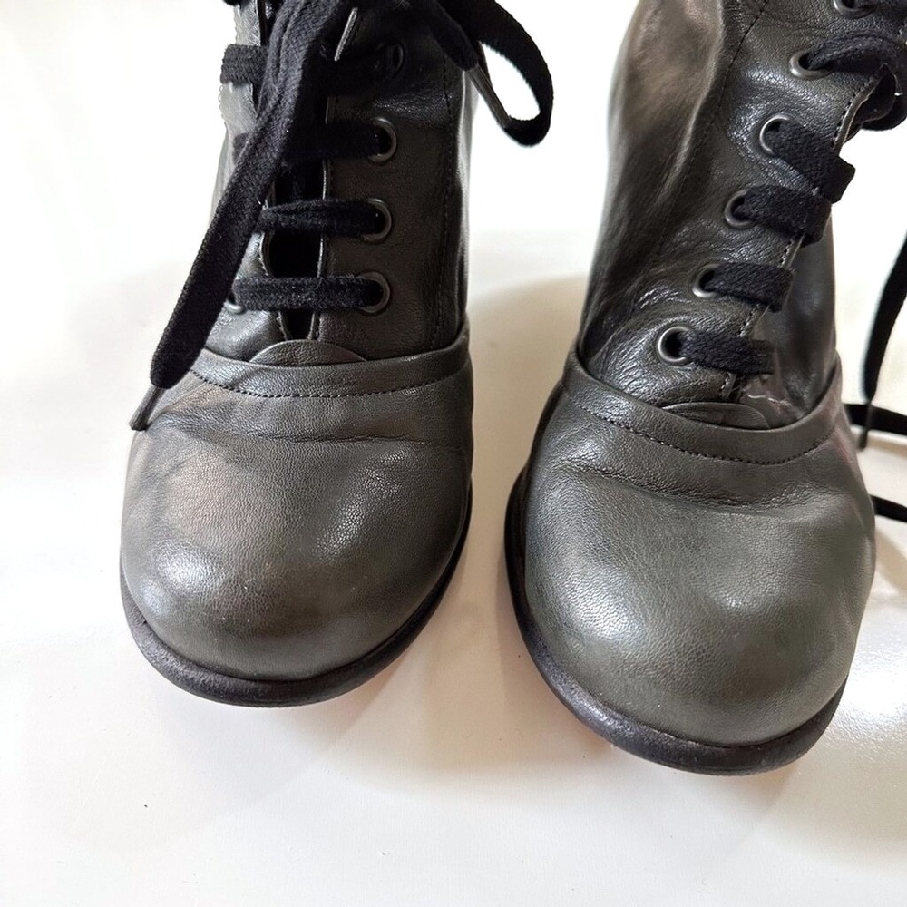 Argila Pepe Monjo Leather Lace-up Wedge Booties - 38.5 - Picture 8 of 10